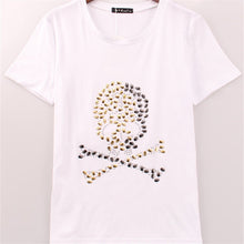 2017 Fashion New Short Sleeve T-shirts Plus Size Female t shirts Diamonds Skull tshirts Print Top O-neck Women tshirts 72444