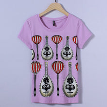 2017 Fashion New Short Sleeve T-shirts Plus Size Female t shirts Musical Letter Print Top O-neck Women tshirts 72386