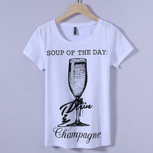 2017 Fashion New Short Sleeve T-shirts Plus Size Female t shirts Wine Glass Letter Print Top O-neck Women tshirts 72387