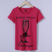 2017 Fashion New Short Sleeve T-shirts Plus Size Female t shirts Wine Glass Letter Print Top O-neck Women tshirts 72387
