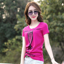 2017 Fashion New Short Sleeve T-shirts Plus Size Female t shirts Wine Glass Letter Print Top O-neck Women tshirts 72387