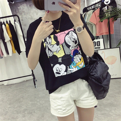 2017 Fashion New Short Sleeve kawaii T-shirts Plus Size Female t shirts Cartoon Print Top O-neck Women tshirts 72390