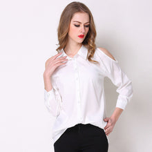 2017 Fashion New Summer Full Sleeve Blouse Women Plus Size Tops Casual Turn-down Shirt Shoulder Off Blasus With Button 72308