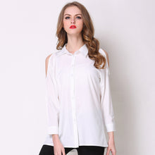 2017 Fashion New Summer Full Sleeve Blouse Women Plus Size Tops Casual Turn-down Shirt Shoulder Off Blasus With Button 72308