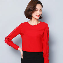 2017 Fashion New Summer Hollow Out Full Sleeve Blouse Women Plus Size Tops Chiffon O-Neck Shirt Elegance Blusas 72414