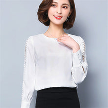 2017 Fashion New Summer Hollow Out Full Sleeve Blouse Women Plus Size Tops Chiffon O-Neck Shirt Elegance Blusas 72414