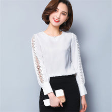 2017 Fashion New Summer Hollow Out Full Sleeve Blouse Women Plus Size Tops Chiffon O-Neck Shirt Elegance Blusas 72414