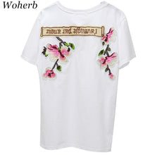 2017 Fashion Short Sleeve T-shirts Korean New Fashion Bird Flowers Embroidery T Shirts Casual t-shirt Women Tops Plus Size 72657
