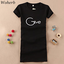 2017 Fashion Short Sleeve T-shirts New Fashion Letter Give Embroidery T Shirts Casual Long Length Women Tops Plus Size 72655