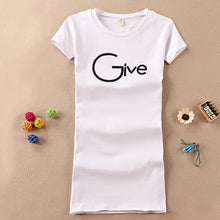 2017 Fashion Short Sleeve T-shirts New Fashion Letter Give Embroidery T Shirts Casual Long Length Women Tops Plus Size 72655