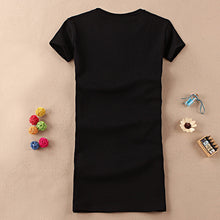 2017 Fashion Short Sleeve T-shirts New Fashion Letter Give Embroidery T Shirts Casual Long Length Women Tops Plus Size 72655