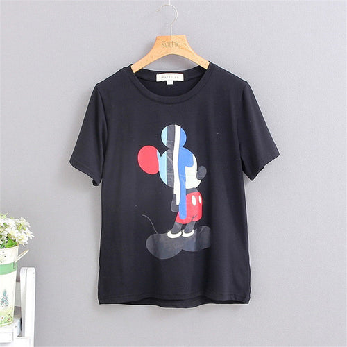 2017 Fashion Short Sleeve T-shirts Plus Size Female t shirts Carton Print tshirt O-neck Women Top 72343