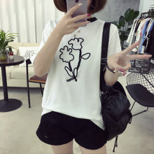 2017 Fashion Summer Short Sleeve T-shirts Plus Size Female T shirts Flower Letter Print Top O-neck Casual Women t shirt 72398