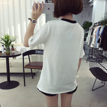 2017 Fashion Summer Short Sleeve T-shirts Plus Size Female T shirts Flower Letter Print Top O-neck Casual Women t shirt 72398