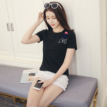2017 Fashion Summer Short Sleeve T-shirts Plus Size kawaii Female T shirts Cartoon Embroidery Top O-neck Women t shirt 72401