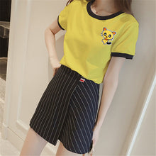 2017 Fashion Summer Sleeve T-shirts Plus Size Cute Female T shirts Cartoon Embroidery Top O-neck Women t shirt 72417