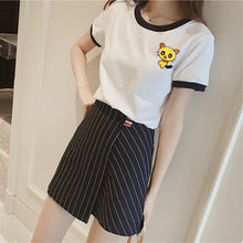2017 Fashion Summer Sleeve T-shirts Plus Size Cute Female T shirts Cartoon Embroidery Top O-neck Women t shirt 72417