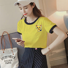 2017 Fashion Summer Sleeve T-shirts Plus Size Cute Female T shirts Cartoon Embroidery Top O-neck Women t shirt 72417