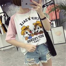 2017 Fashion Summer Sleeve T-shirts Plus Size Female cute T shirts Cartoon Letter Print Top O-neck Women t shirt 72396