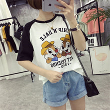 2017 Fashion Summer Sleeve T-shirts Plus Size Female cute T shirts Cartoon Letter Print Top O-neck Women t shirt 72396