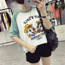 2017 Fashion Summer Sleeve T-shirts Plus Size Female cute T shirts Cartoon Letter Print Top O-neck Women t shirt 72396