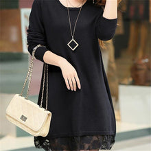 2017 Fashion Sweater Dress Women Plus Size S-4xL Pullover Medium-long O-neck Lace Knitting Sweater 71687