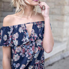 2017 Fashion T-Shirt Women Off Shoulder Floral Printed Ruffled Neck Summer Casual Tops Tees Women T Shirt camisetas mujer #417