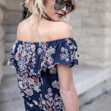 2017 Fashion T-Shirt Women Off Shoulder Floral Printed Ruffled Neck Summer Casual Tops Tees Women T Shirt camisetas mujer #417