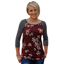 2017 Fashion T-shirt Women Floral Print Splice O Neck Casual Tee Tops T Shirt Female ropa mujer Camisetas Femininas #1205