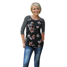 2017 Fashion T-shirt Women Floral Print Splice O Neck Casual Tee Tops T Shirt Female ropa mujer Camisetas Femininas #1205