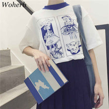 2017 Fashion T-shirts Cute Cartoon Girls Printing Women Short Sleeves New Tops Casual Female Tee Shirts 33007