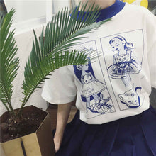 2017 Fashion T-shirts Cute Cartoon Girls Printing Women Short Sleeves New Tops Casual Female Tee Shirts 33007