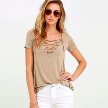 2017 Fashion T-shirts Womens Loose Pullovers Female Bandage Lacing Up Summer Short Sleeve T Shirt Women Tops Plus Size S-3XL #03