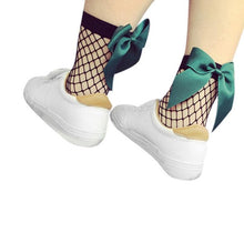 2017 Fashion Women Bowknot Fishnet Ankle High Socks Mesh Lace Fish Net Short Socks Women Girls calcetines mujer #417