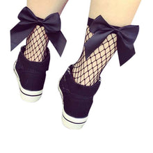2017 Fashion Women Bowknot Fishnet Ankle High Socks Mesh Lace Fish Net Short Socks Women Girls calcetines mujer #417