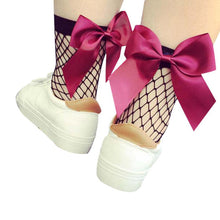 2017 Fashion Women Bowknot Fishnet Ankle High Socks Mesh Lace Fish Net Short Socks Women Girls calcetines mujer #417