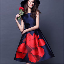 2017 Fashion Women European Style Dress Cute Floral Print Sleeveless Ladies Dresses O-Neck Female Vestidos 72548