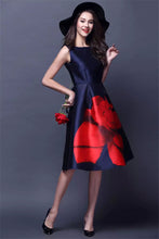 2017 Fashion Women European Style Dress Cute Floral Print Sleeveless Ladies Dresses O-Neck Female Vestidos 72548