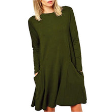 2017 Fashion Women Loose Big Pocket Long Sleeve Solid Ruffles Mini Dress women dresses  lady dresses Winter #1215