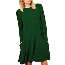 2017 Fashion Women Loose Big Pocket Long Sleeve Solid Ruffles Mini Dress women dresses  lady dresses Winter #1215