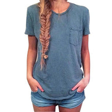2017 Fashion Women Summer Tee Shirt Blur Pocket Short Sleeve Casaul TShirt T-shirt Female Tops For Women Plus Size S-3XL #43