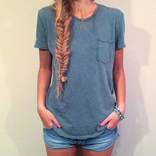 2017 Fashion Women Summer Tee Shirt Blur Pocket Short Sleeve Casaul TShirt T-shirt Female Tops For Women Plus Size S-3XL #43