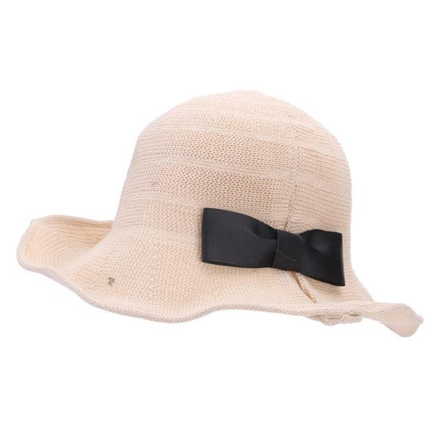 2017 Fashion Women Sun Hat Foldable Brimmed Sun Hat Summer Hats for Women UV Bowknot beach hats for women #63