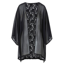 2017 Fashion Womens Summer Lace Kimono Cardigan Shawl Chiffon Solid Womens Blouses Ladies Tops 3/4 Sleeve Cover Ups Black #43