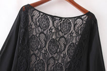 2017 Fashion Womens Summer Lace Kimono Cardigan Shawl Chiffon Solid Womens Blouses Ladies Tops 3/4 Sleeve Cover Ups Black #43