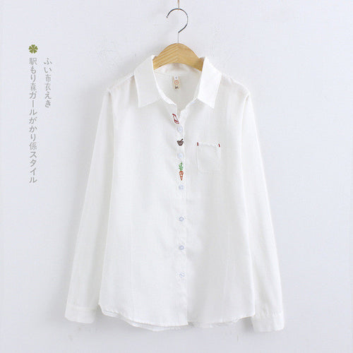 2017 Female Fashion Blouses Turn-down Collar Casual Shirt Ladies Tops Embroidery Blouse Women Plus Size 71699