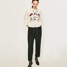 2017 Female Fashion Long Sleeve Blouses O-Neck Ladies Tops Casual shirt Embroidery Floral Blouse Women Plus Size 72469