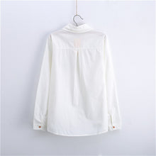 2017 Female Fashion White Blouses Turn-down Collar Casual Shirt Ladies Tops Cat Embroidery Blouse Women Plus Size 71698