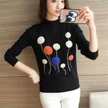 2017 Female Sweater New Autumn Winter Plus Size Knitted O-neck Pullovers Full Sleeve Hot Sale 3D Bling Appliques Outwear 72146