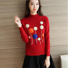 2017 Female Sweater New Autumn Winter Plus Size Knitted O-neck Pullovers Full Sleeve Hot Sale 3D Bling Appliques Outwear 72146